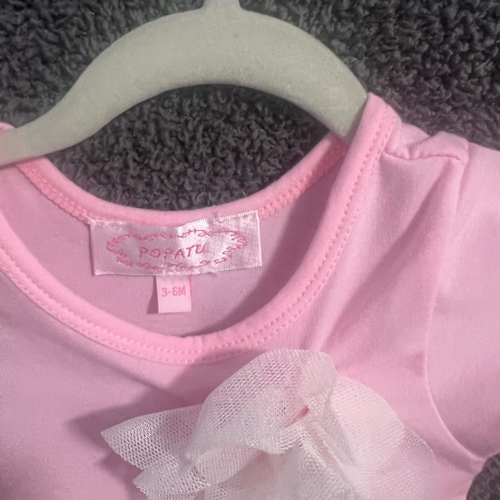 Pink Ruffled Baby Dress with Flower - Picture 3 of 5